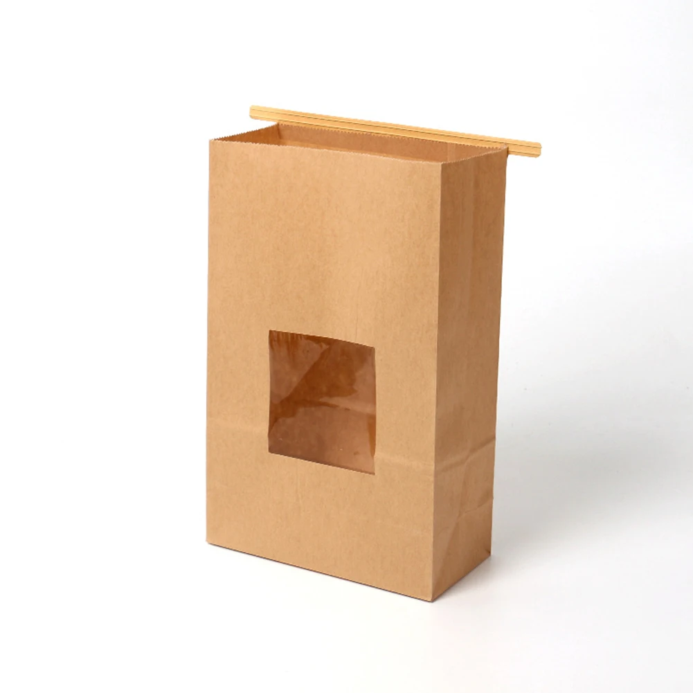 

50pcs Kraft Paper Food Bread Cake Storage Bags Durable Fruit Vegetables Snacks Biscuits Sealed Kitchen Transparent Storage Bag