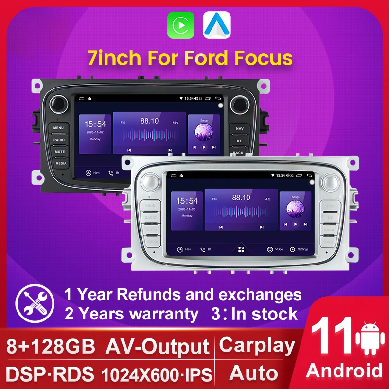 8G+128G Android 11 Carplay 2 din Автомобильное Радио Видео Стерео Для Ford Focus S-Max Mondeo Galaxy C-Max