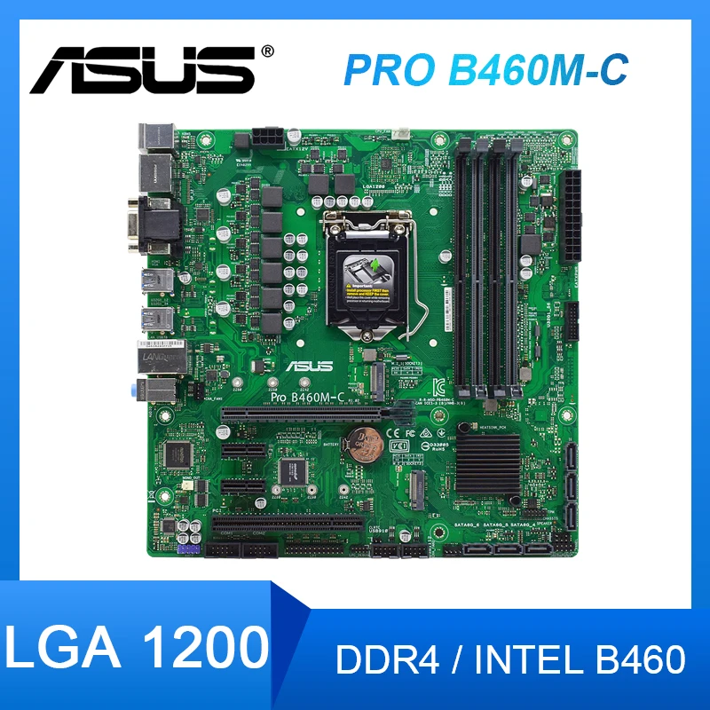 

Материнская плата Asus Pro B460M-C LGA 1200 DDR4, память 128 Гб M.2 USB 3,2 Intel B460 ATX, материнская плата для Core i3-10305