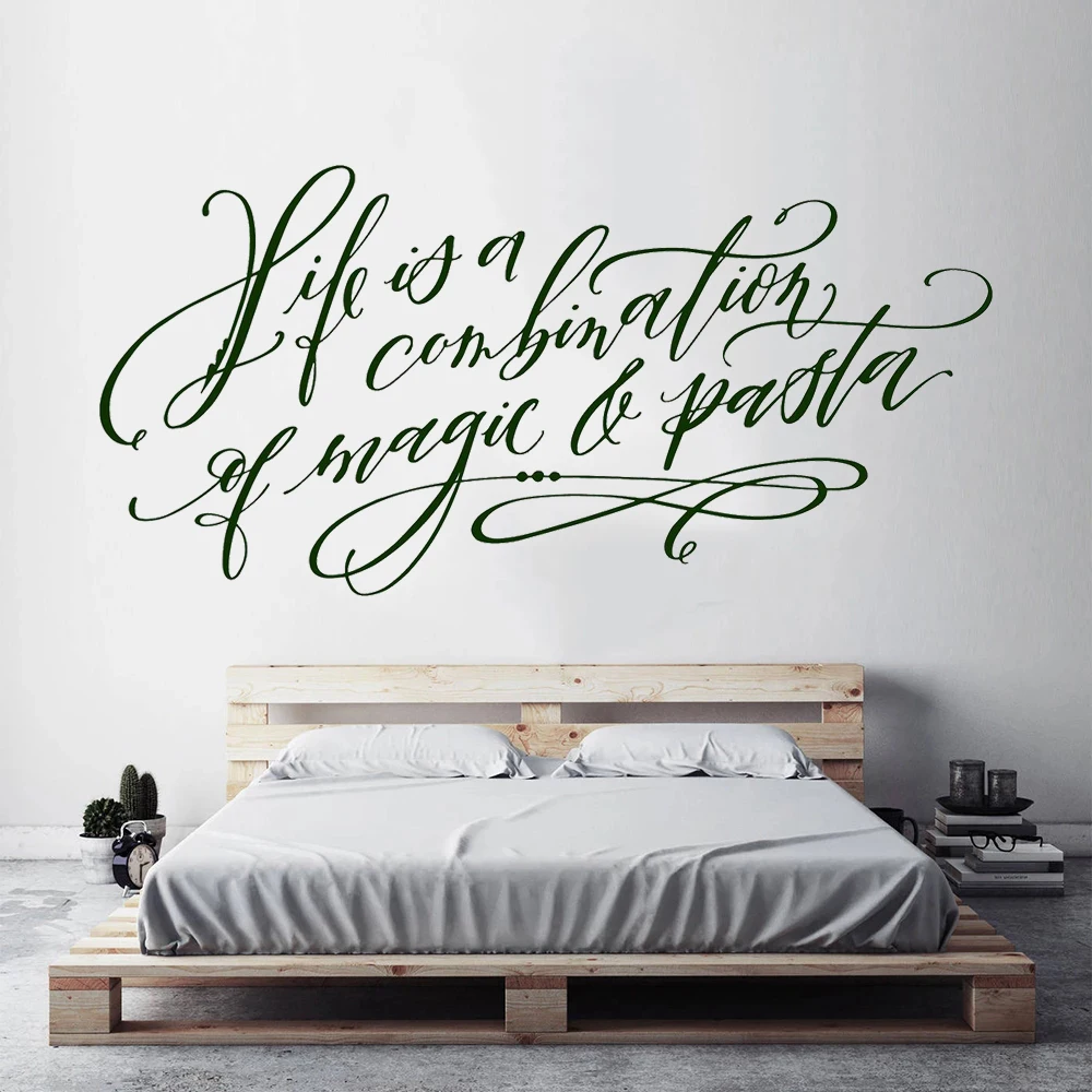 

Life Is A Combination Of Magic & Pasta Quotes Wall Stickers Removable Vinyl Murals For Kitchen Decor Decals Poster HJ0853
