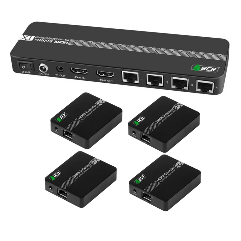 GCR Разветвитель HDMI с усилением через Lan кабель для монитора ПК ноутбука hdmi splitter for