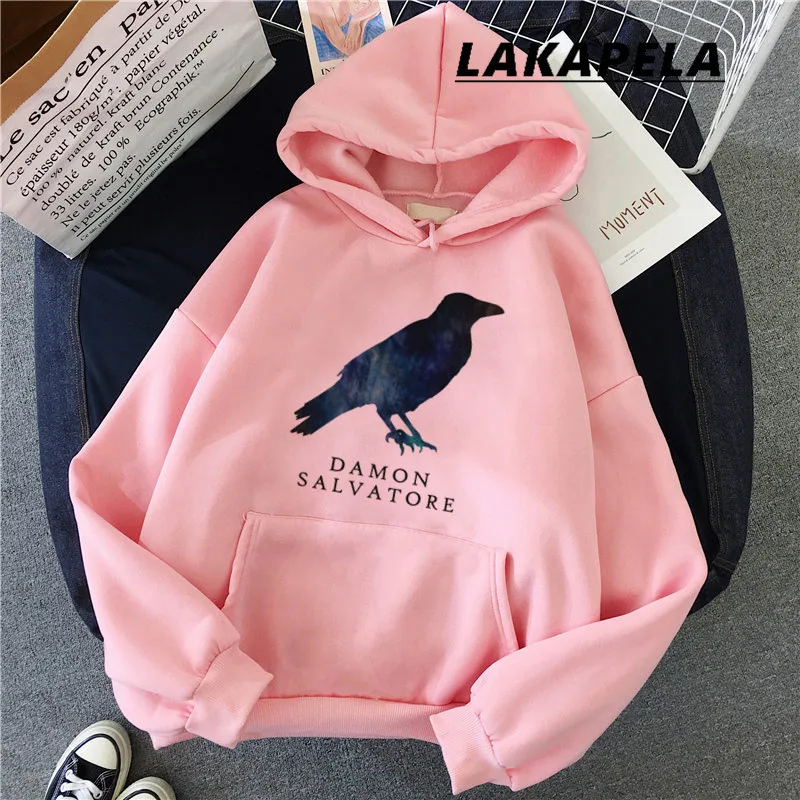The Vampire Diaries Print Sweatshirt Harajuku Cool Graphic Women's Hooded Pullover Tops Women's Streetwear Hoodies Casual Female