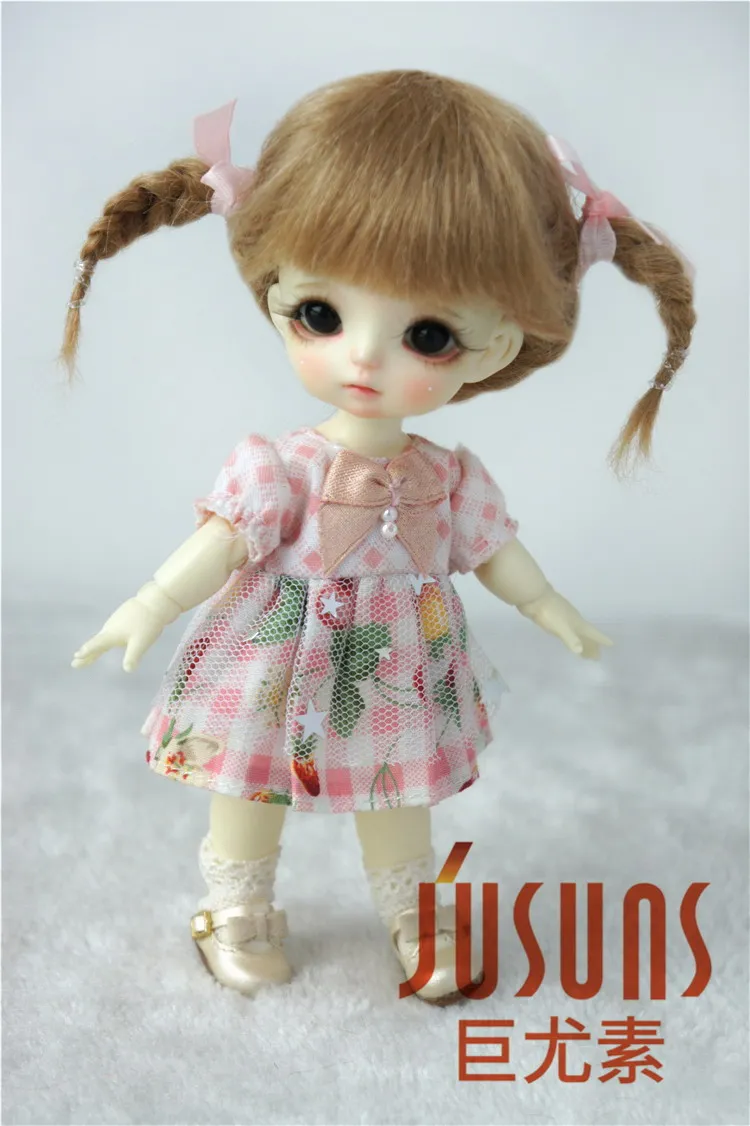5-6inch M4 JD540 1/12 1/8 милые BJD мохеровые парики короткие размер 3-4 дюймов 4-5 дюймов 5-6 дюймов парик модные аксессуары две косы кукольные волосы - Цвет: 5-6inch M4