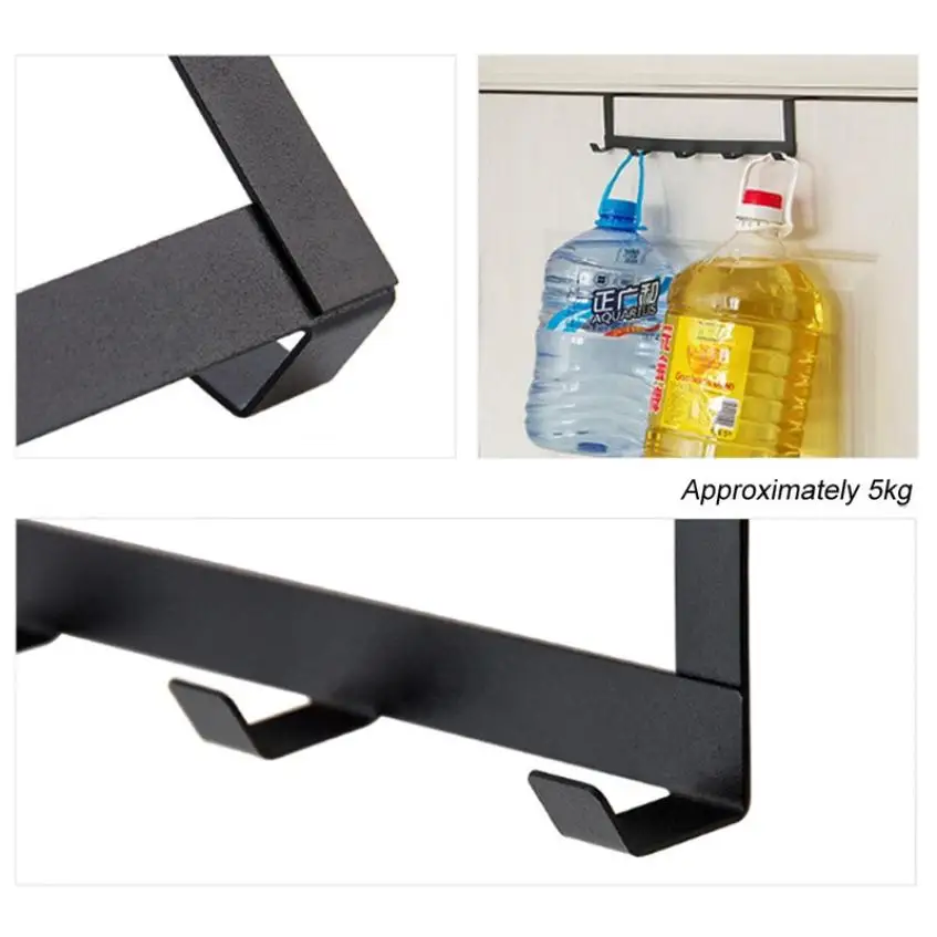 

Practical Wrought Iron Over The Door 5 Hooks Home Bathroom Organizer Rack Clothes Coat Hanger Accessories Holder Storage Tools