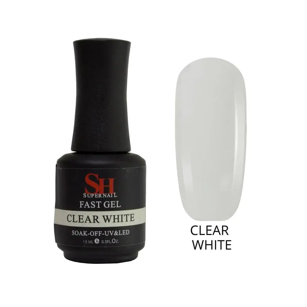 15 мл гель для наращивания ногтей SUPER NAIL FAST GEL белый прозрачный УФ маникюрный|Гель