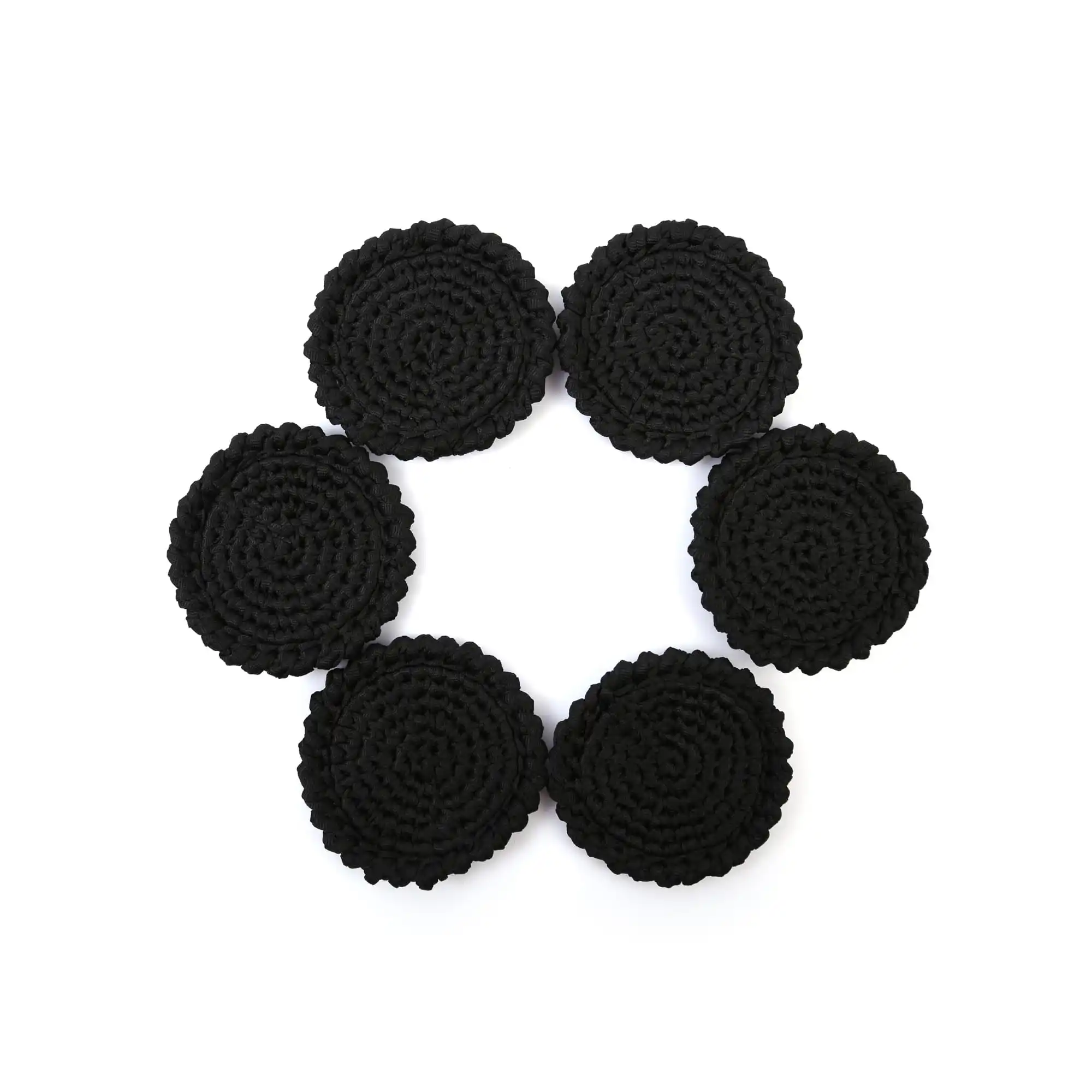 

Design handcrafted knit black 6-piece coaster