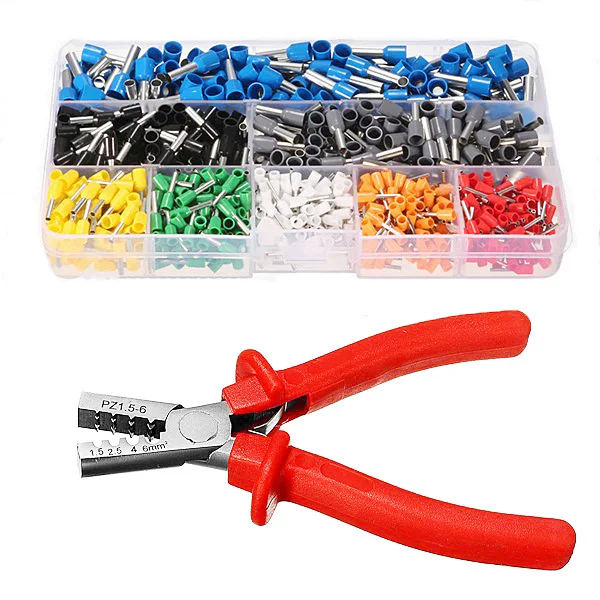 

EC02 800Pcs Insulated Wire Connector Terminal Cord Pin End Terminal With Crimper Plier
