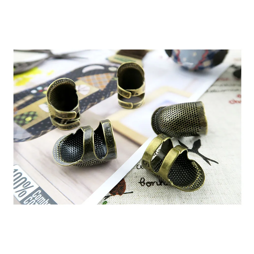 Винтаж Медь наперсток для шитья защита пальца регулируемое кольцо пальцев DIY