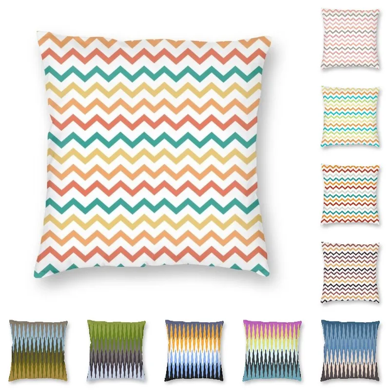 

Seamless Zig Zag Stripes Decorative Lines Pillow Case Home Decorative Bohemian Zigzag Multicolor Cushion Cover for Living Room