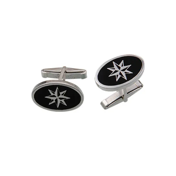 

Silver 925 Sterling Compass Oval Cufflinks