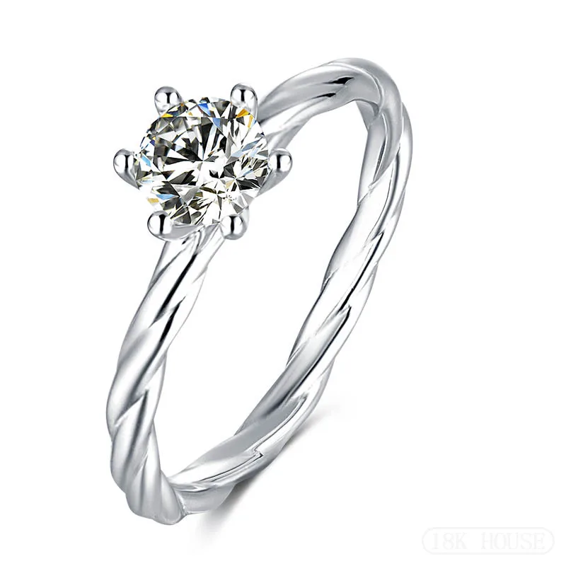 

New Trendy wedding female ring 18K Gold 0.5ct 5mm DVVS1 round shape diamond engagement ring banquet gifts Mozanstone