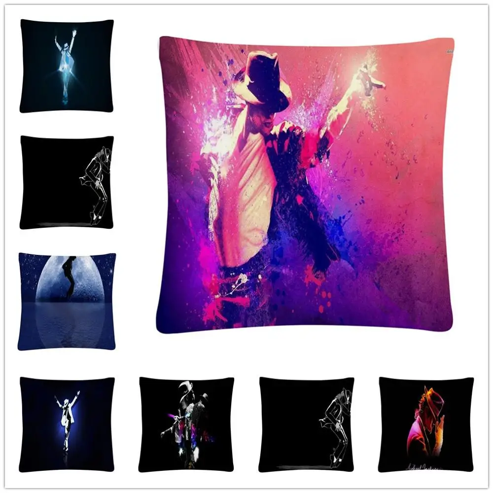 

World Dance King Michael Jackson Cartoon Soft Short Plush Cushion Cover Pillow Case for Home Sofa Car Decor Pillowcase 45X45cm