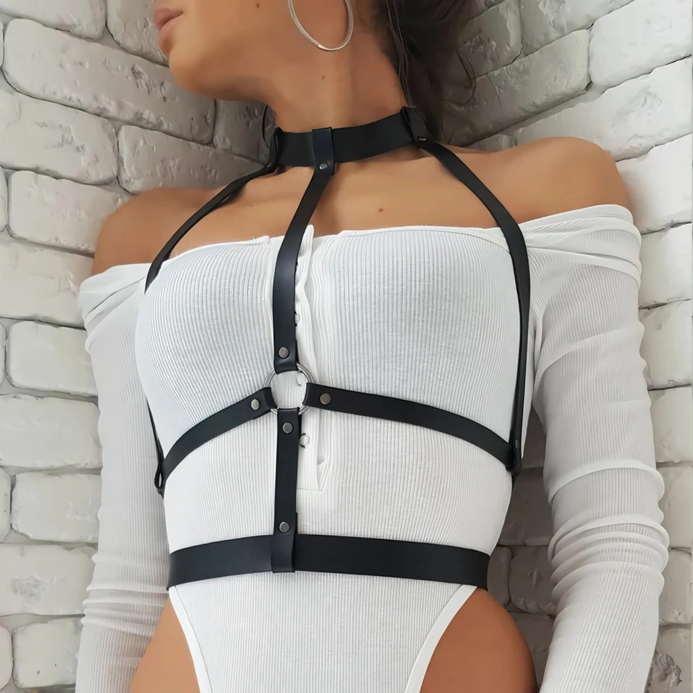 

Harness For Women Garter Belt Lingerie Stockings Body Buttocks Bondage Pu Leather Fashion Suspenders Gothic Rave Nightclub Decor