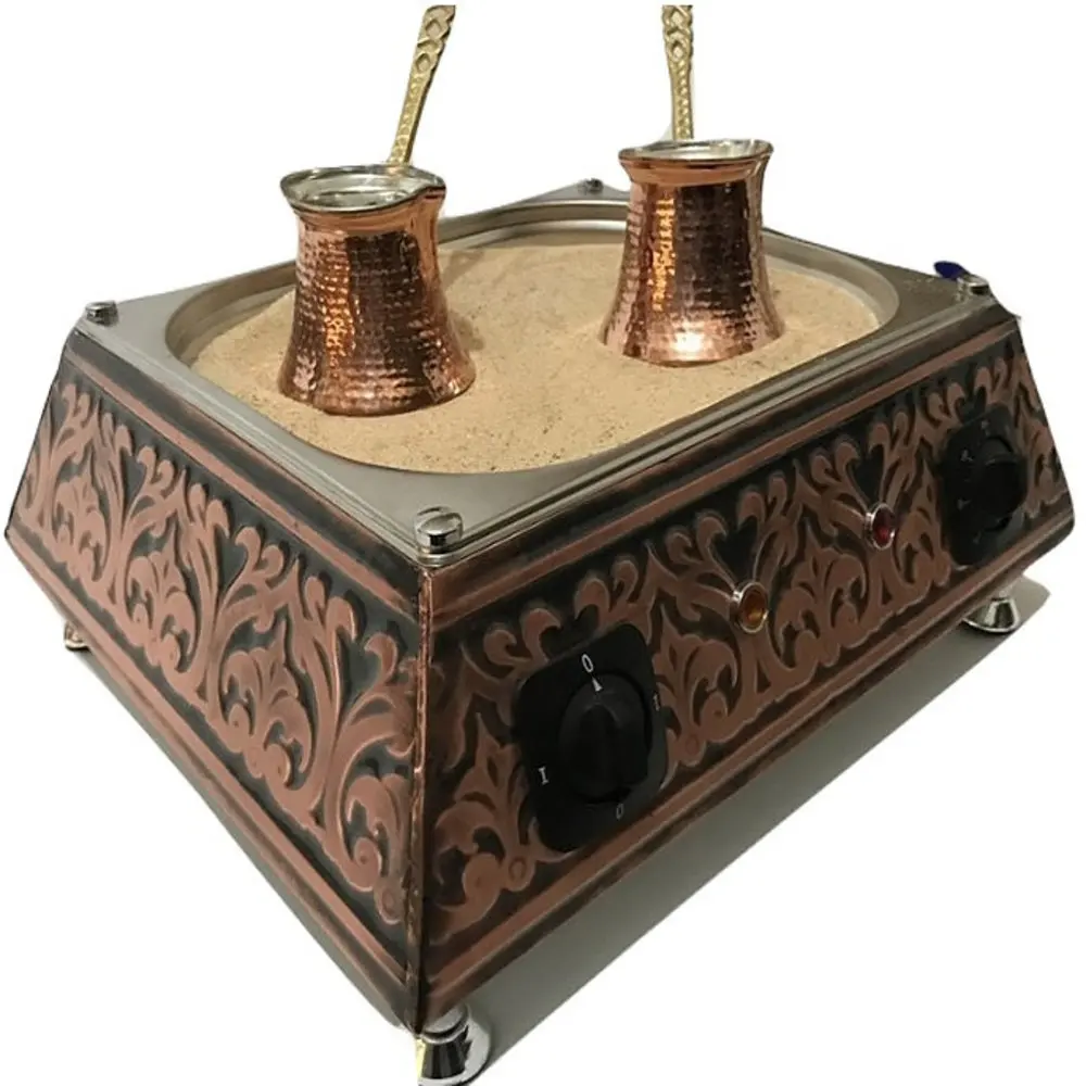 

Copper Sand Turkish Arabic Coffee Maker Electric Coffee Brewer Machine + 2 Coffee Pots + 100g Turkish Coffee