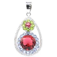 40x20mm multi color ruby green peridot violet tanzanite pink kunzite cz bridal jewelry silver pendant
