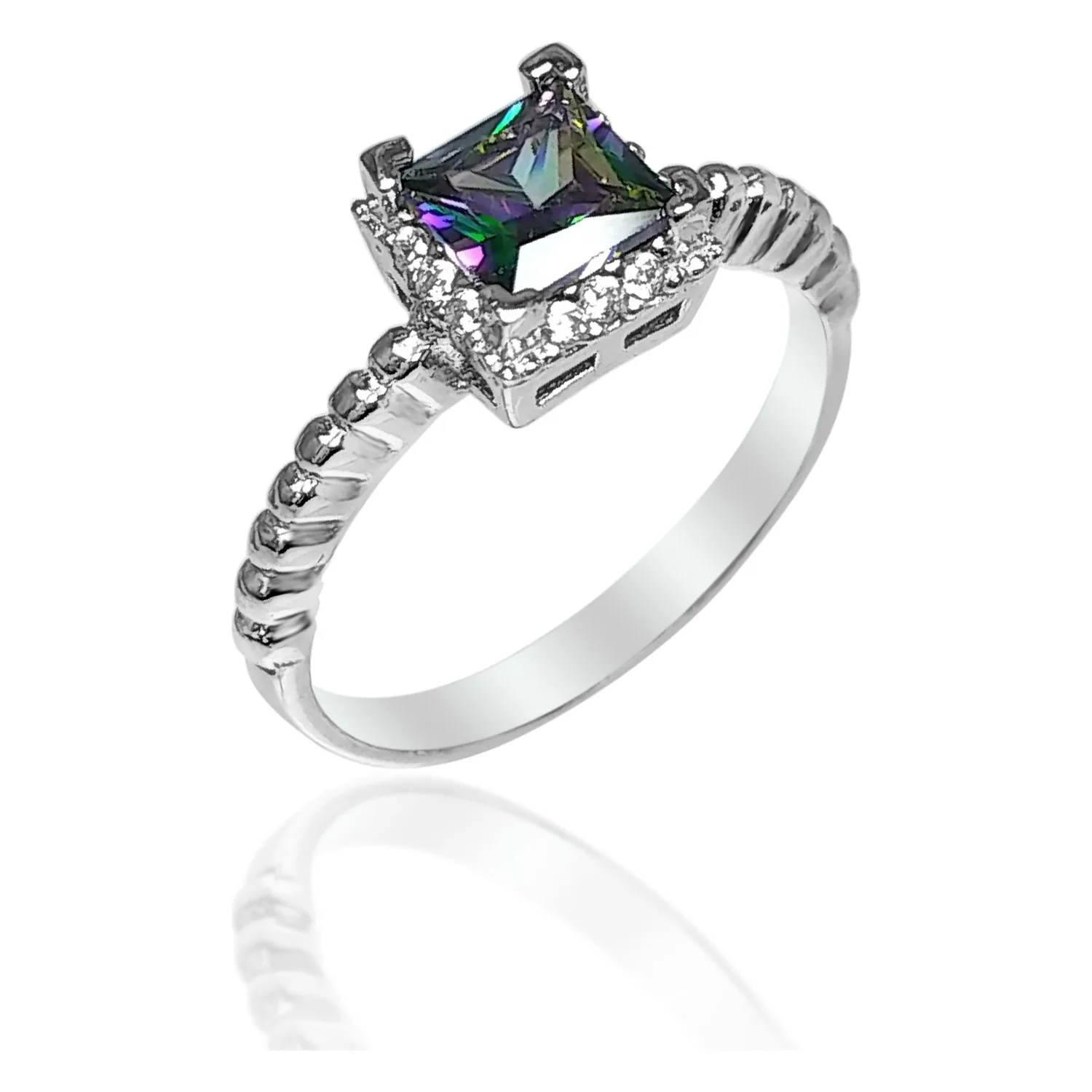 

925 Mystic Topaz камень багета Стерлинговое серебро кольцо сделано Турция стильный дизайн не потускнеет HBCV000001SV7I