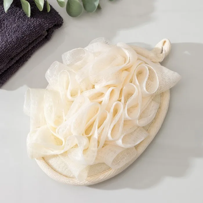 Мочалка массажная со скрабером Доляна Афродита 11×16 см цвет бежевый |