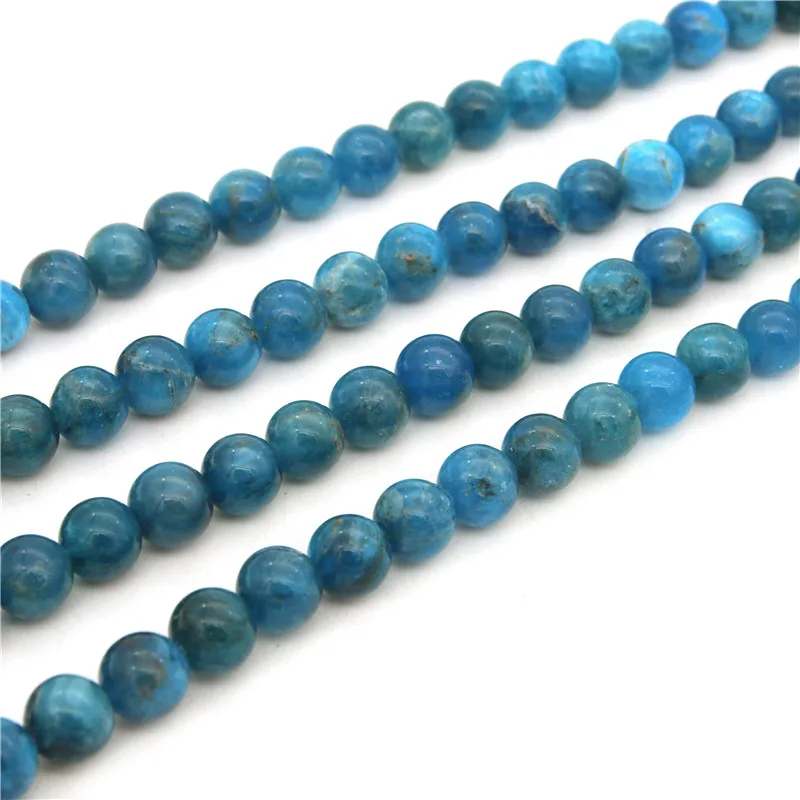 Apatite Round Shape Loose  Beads Strand 8mm Real Smooth Natural Stone Material  For DIY Making Jewelry Bracelet Earrings Craft