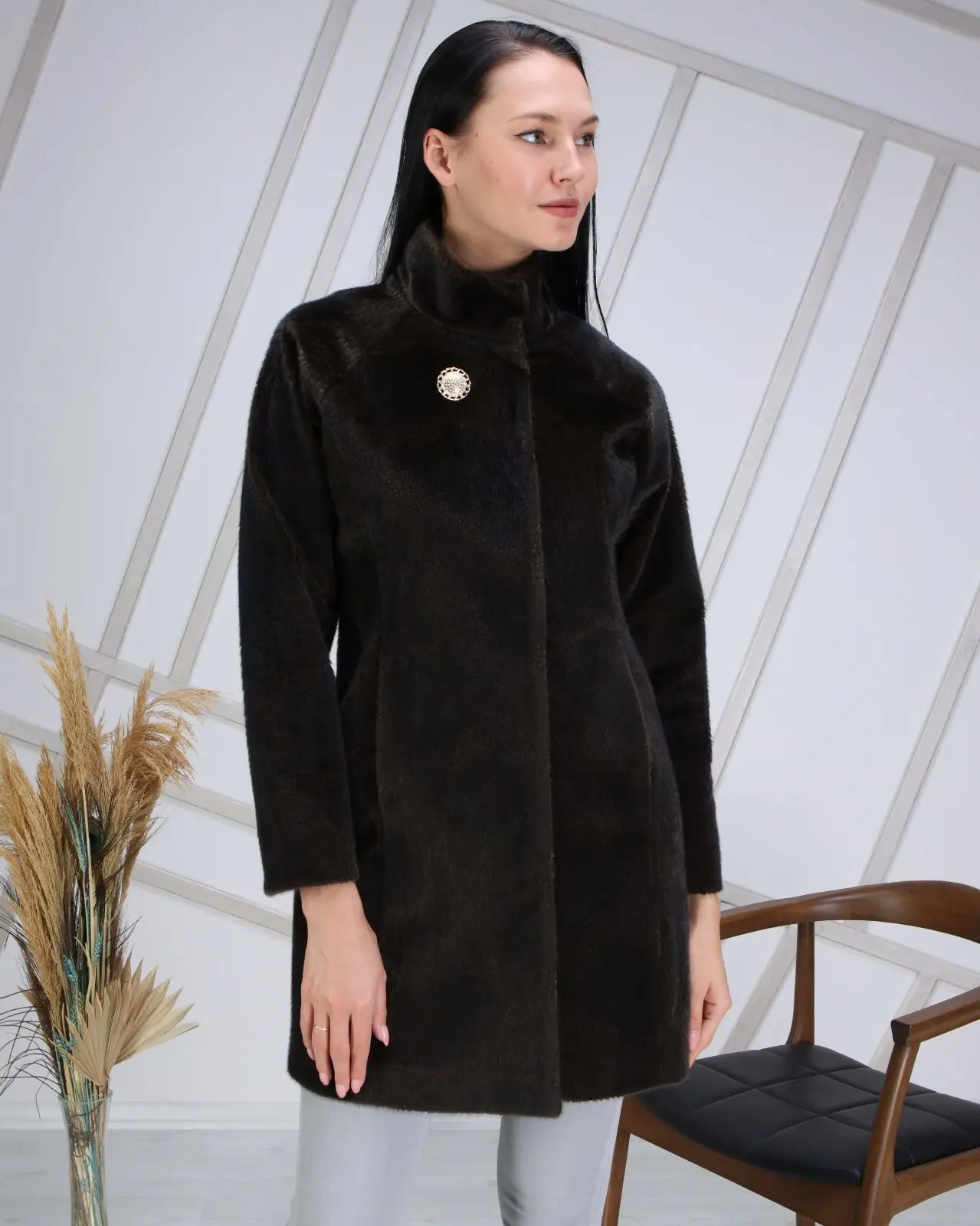 Winter Women Outwear Long Fur Coat Long Sleeve Warm Coats Lined Astragan Leather Pattern 2021 Turkey style