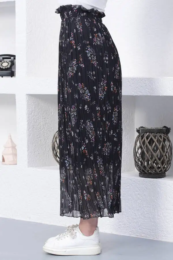 Рамадан мусульманский модный хиджаб юбка темно-синий длинный цветочный узор