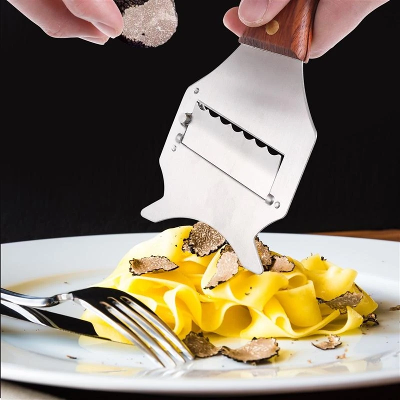 

1Pcs Stainless Steel Truffle Slicer Sharp Cheese Chocolate Peeler Wooden Handle Wavy Blade Dessert Knife Home Kitchen Gadgets