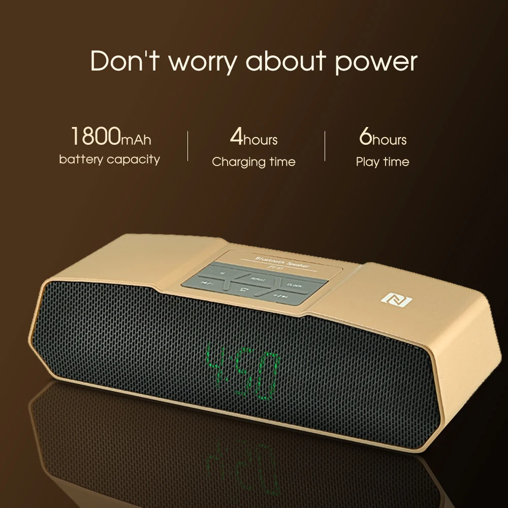 Будильник Boei с 360° звуком, быстрой зарядкой, несколькими режимами, совместимым с Bluetooth беспроводными сабвуферами в качестве power bank.