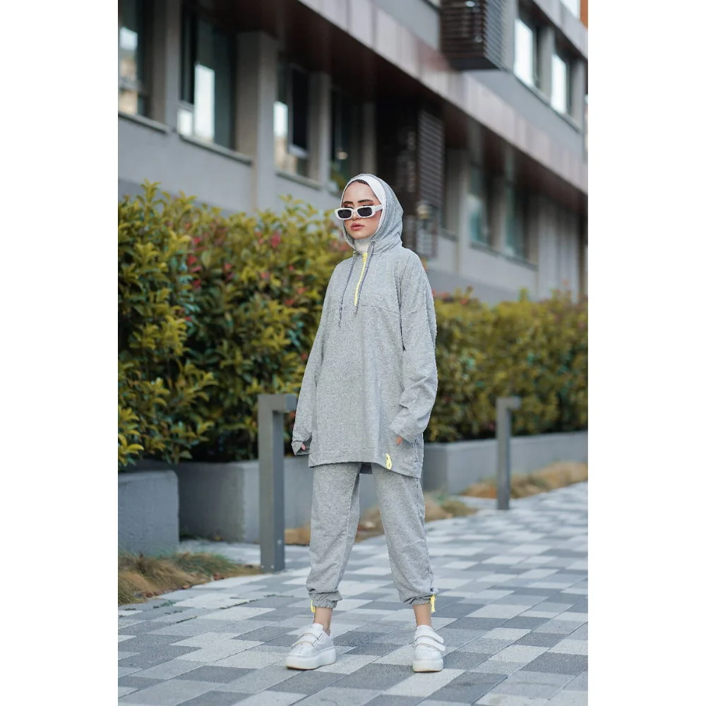 NEON ZIPPER HOODED TRACK SUIT Trend Moda  abaya muslim dress women kaftan open abaya long dress african dresses for women abayas