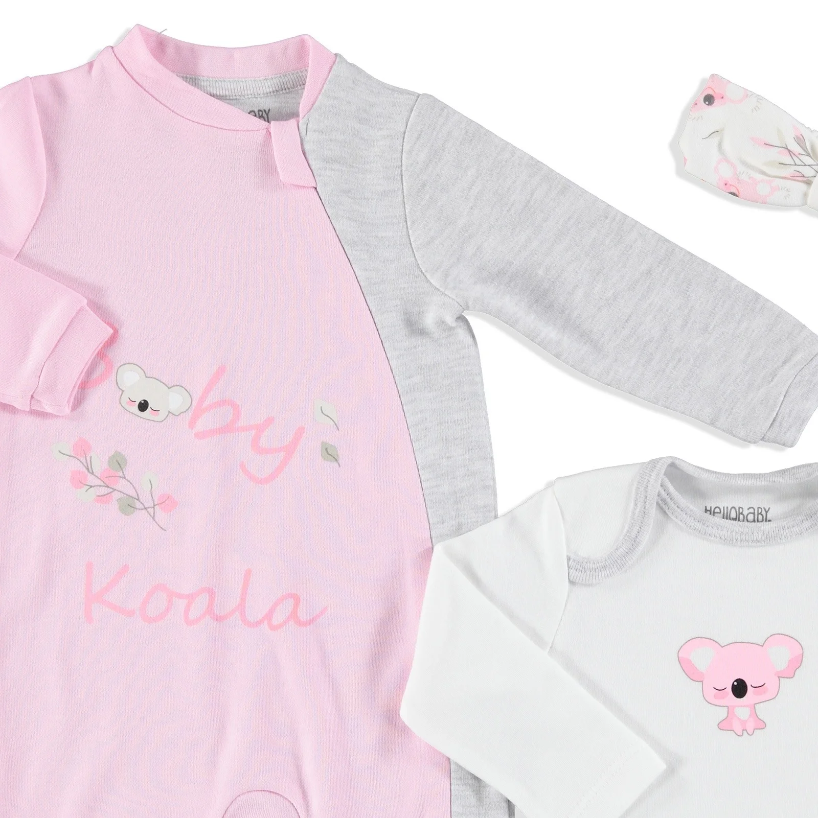 Ebebek HelloBaby Koala/Детский комбинезон боди повязка на голову комплект из 3 предметов |