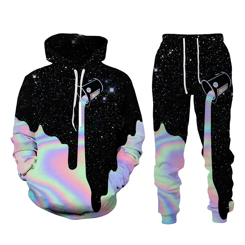 

Hot Sale Men's 3D Hoodie Suit 3D Print Fashion Fine Pattern Full Set Clothing Men's Sportwear Hoodie Sets