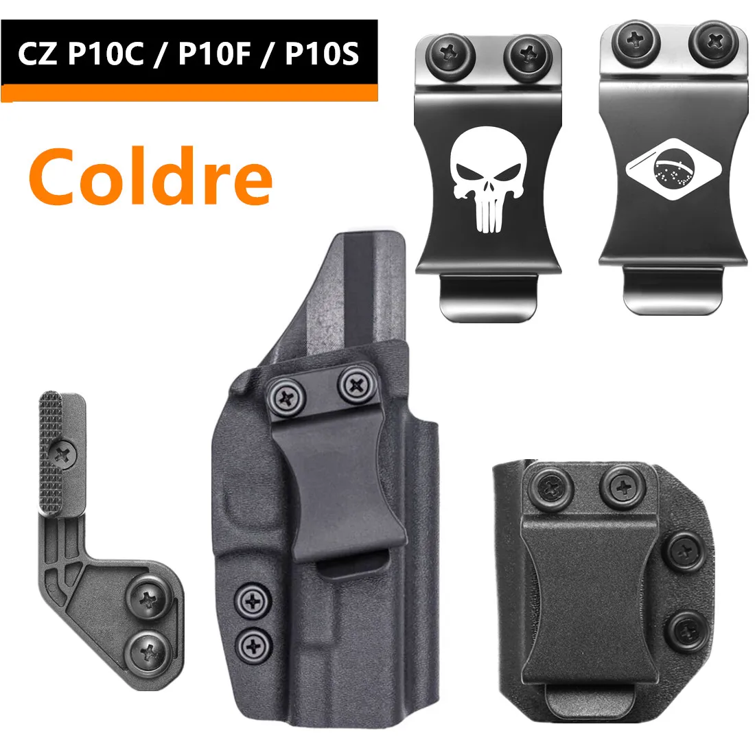Kydex Internal Holster For CZ P10C P10F P10 C F S Compact Full Size Red Dot Optic Concealment Steel Clip Claw Concealed Carry