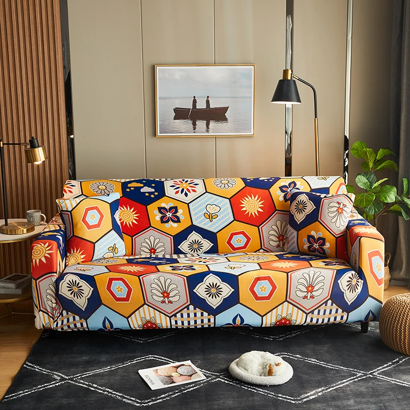 

1PC polyester printed 1/2/3/4 seater couch cover sofa covers for living room corner combination L-shaped universal sofa cover