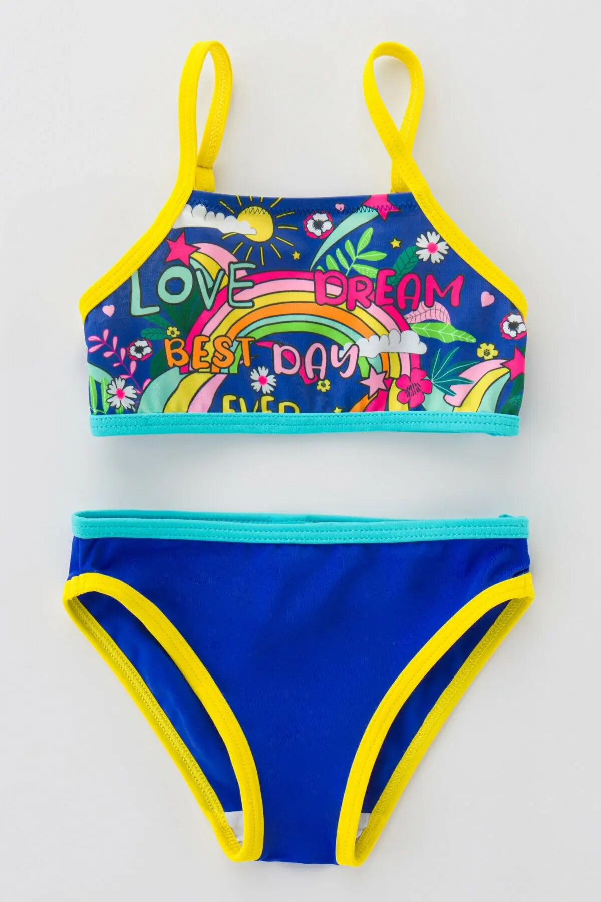 LOOK FOR YOUR WONDERFUL NIGHTS WITH ITS STUNNING Girl Blue Patterned Bikini Set FREE  SHIPPING
