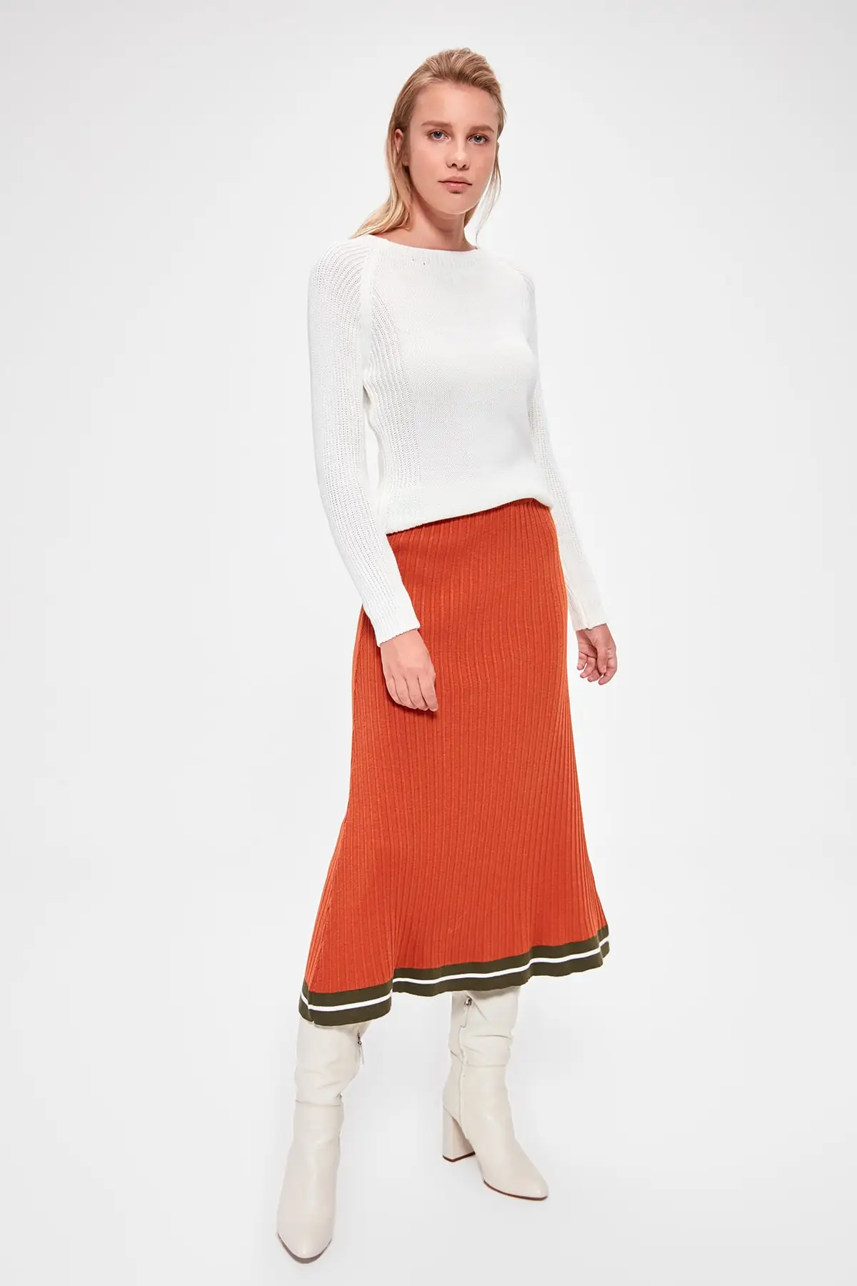 Вязаная юбка Trendyol Ribana TWOAW20ET0360|Женские юбки| |