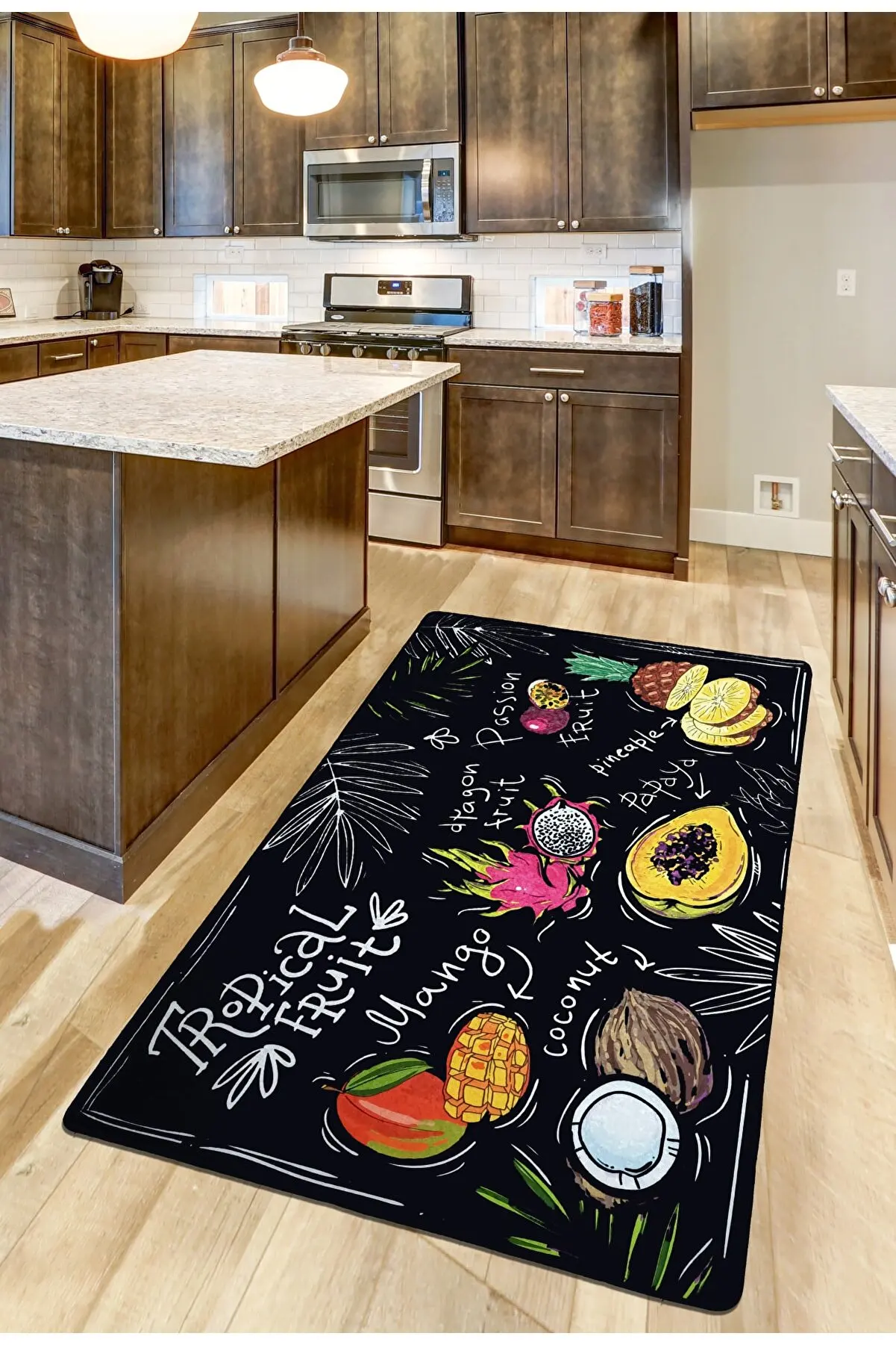 

Anti Bacterial Washable Kitchen Carpet Non-Slip Sole Feast Tropical Fruit Mango Coconut