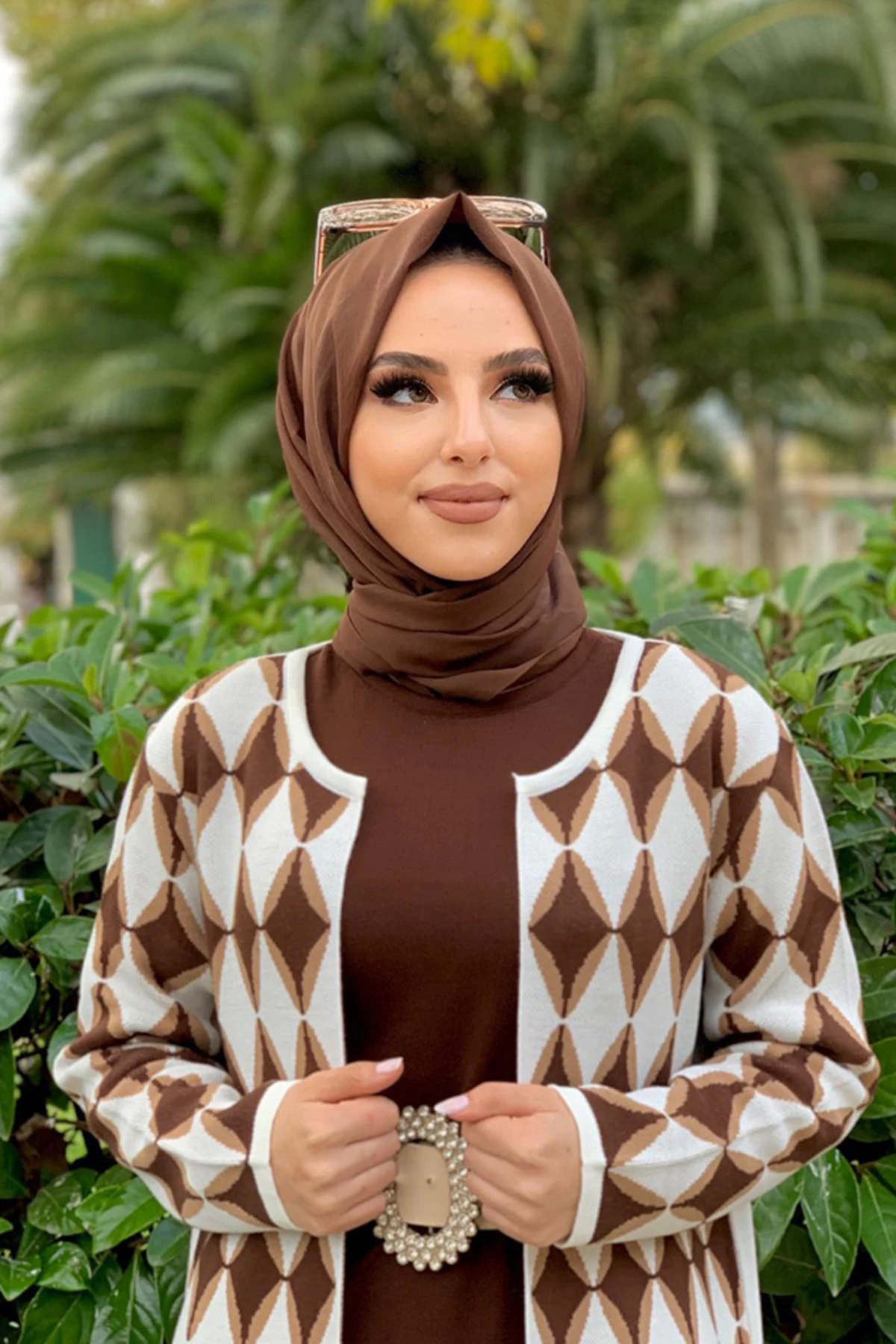 Baklava Pattern Detailed Knitwear Cardigan Turkey Muslim Fashion Islam Clothing Dubai Istanbul 2021