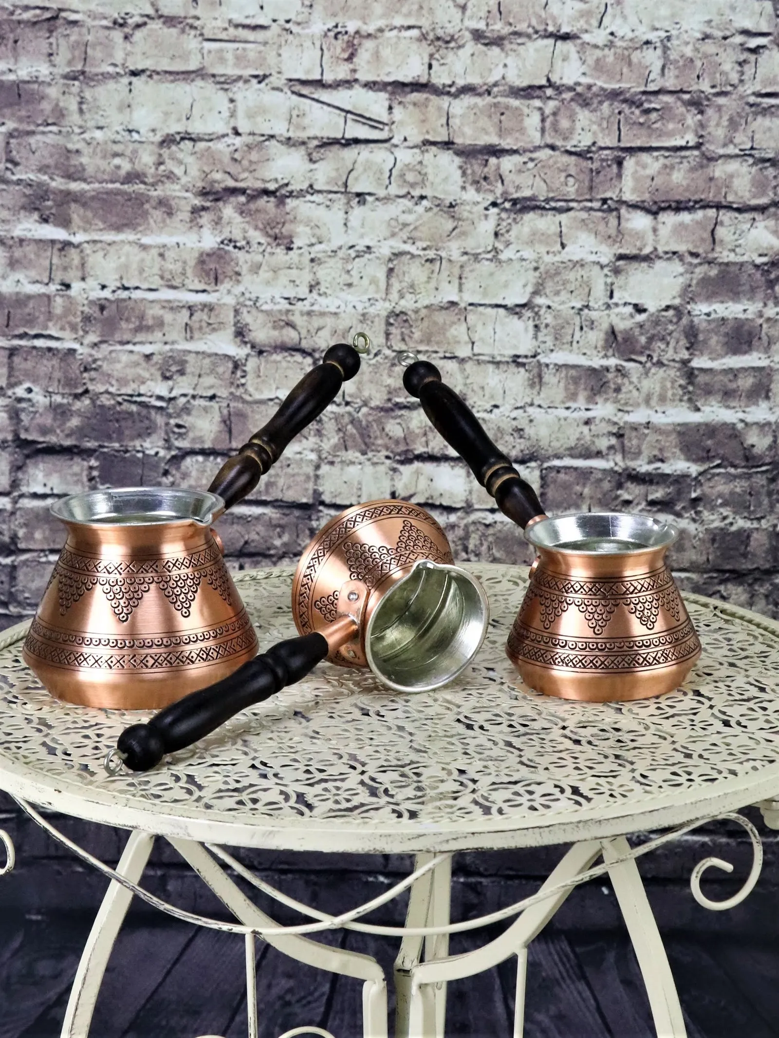 Кофейник с медной гравировкой большой кофейник ручной работы деревянной ручкой