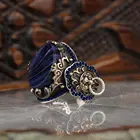 Мужское серебряное кольцо с львом и иконой янтарным камнем