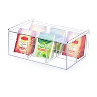tea box coffee tea bag teacup infuser storage holder organizer set lid 6 compartments cabinets home tea acrylic chinese kitchen