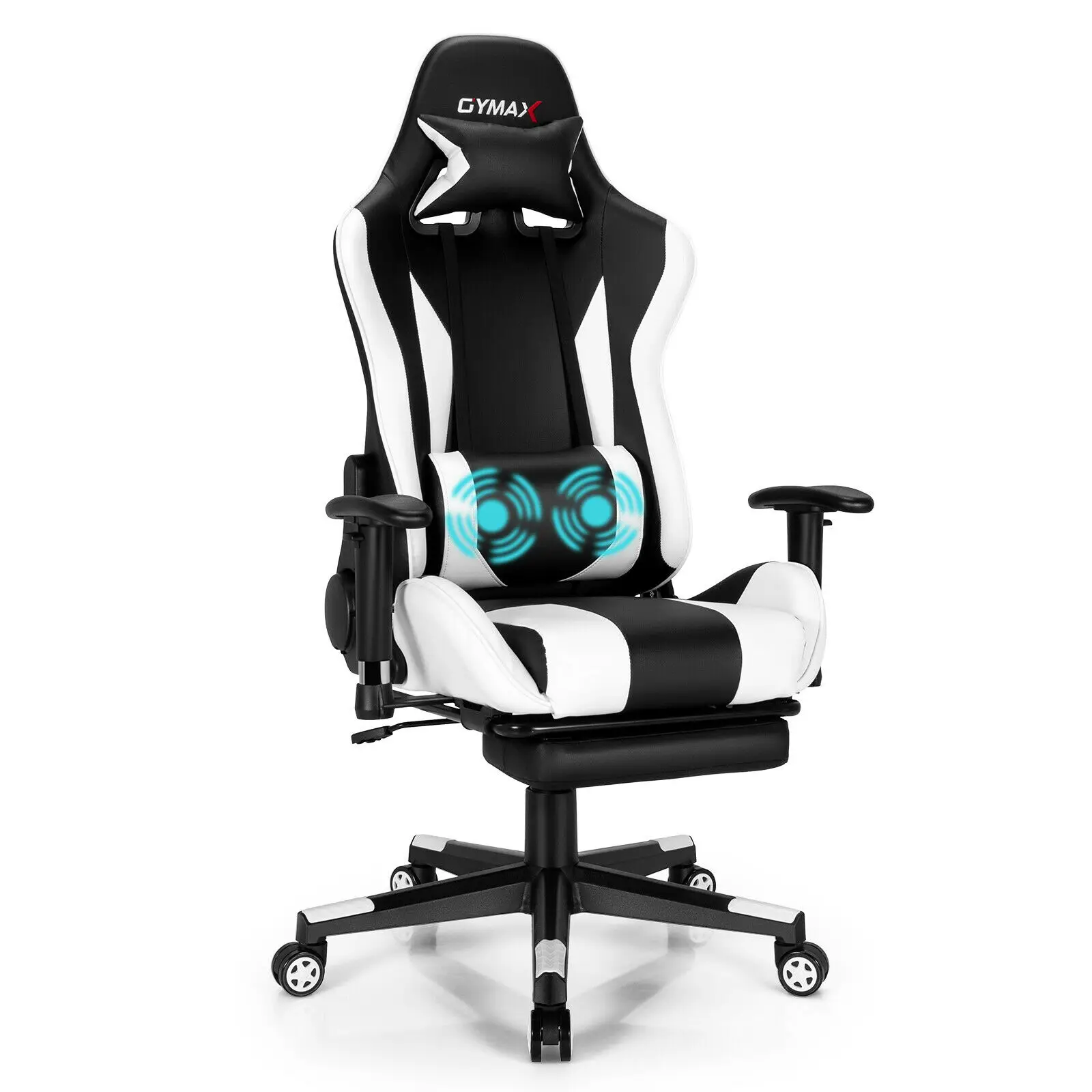 

Costway Massage Gaming Chair Recliner Gamer Racing Chair w/ Lumbar Support & Footrest CB10204WH