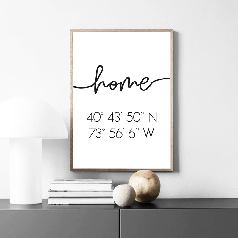 Домашний плакат с координатами персонализированный Картина на холсте Настенная