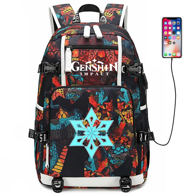 

Genshin ударопрочный игровой 3D Usb рюкзак для путешествий студентов кемпинга
