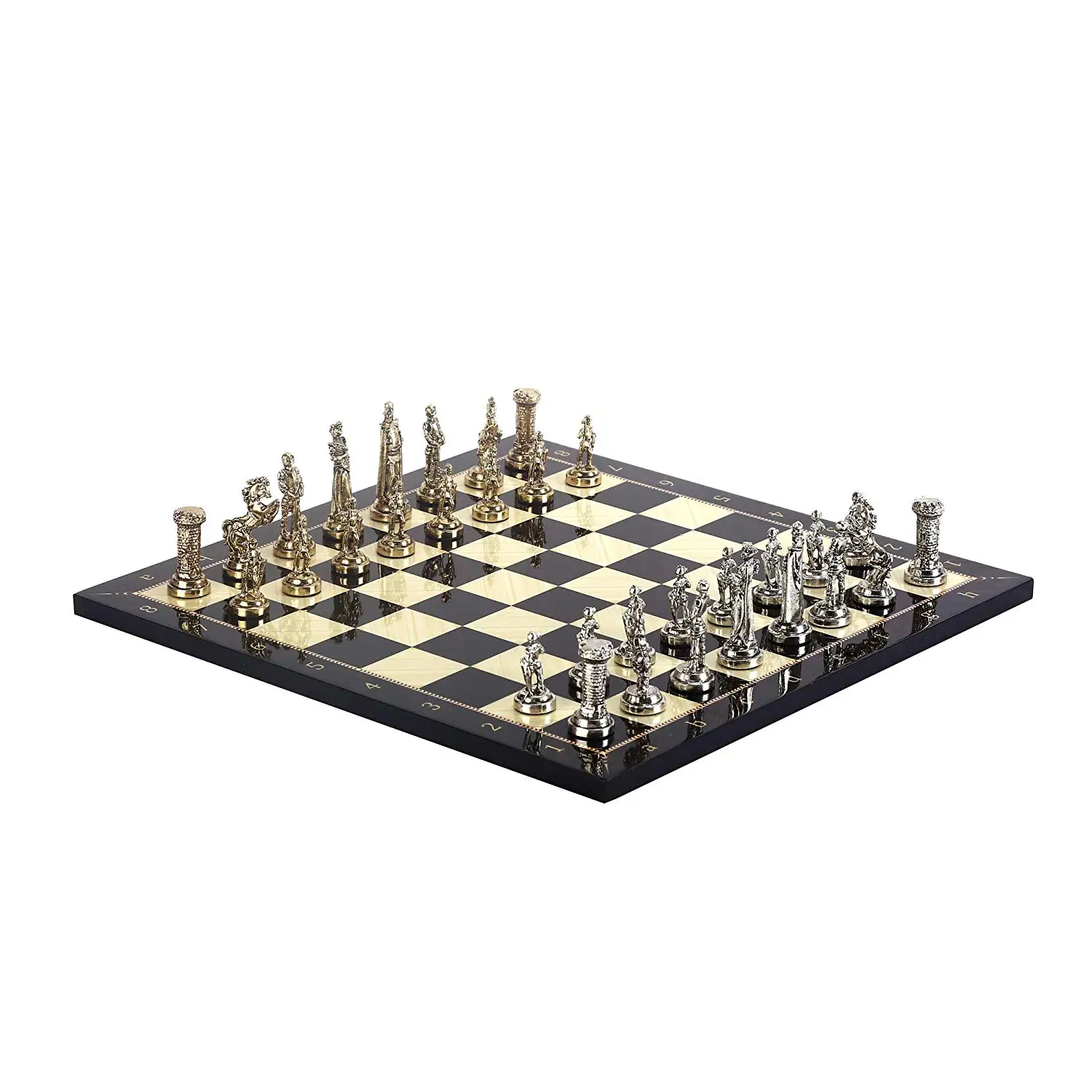 Medieval British Army Metal Chess Set for Adult Handmade Pieces and Walnut Patterned Wood Board Kıng 7 cm | Спорт и развлечения