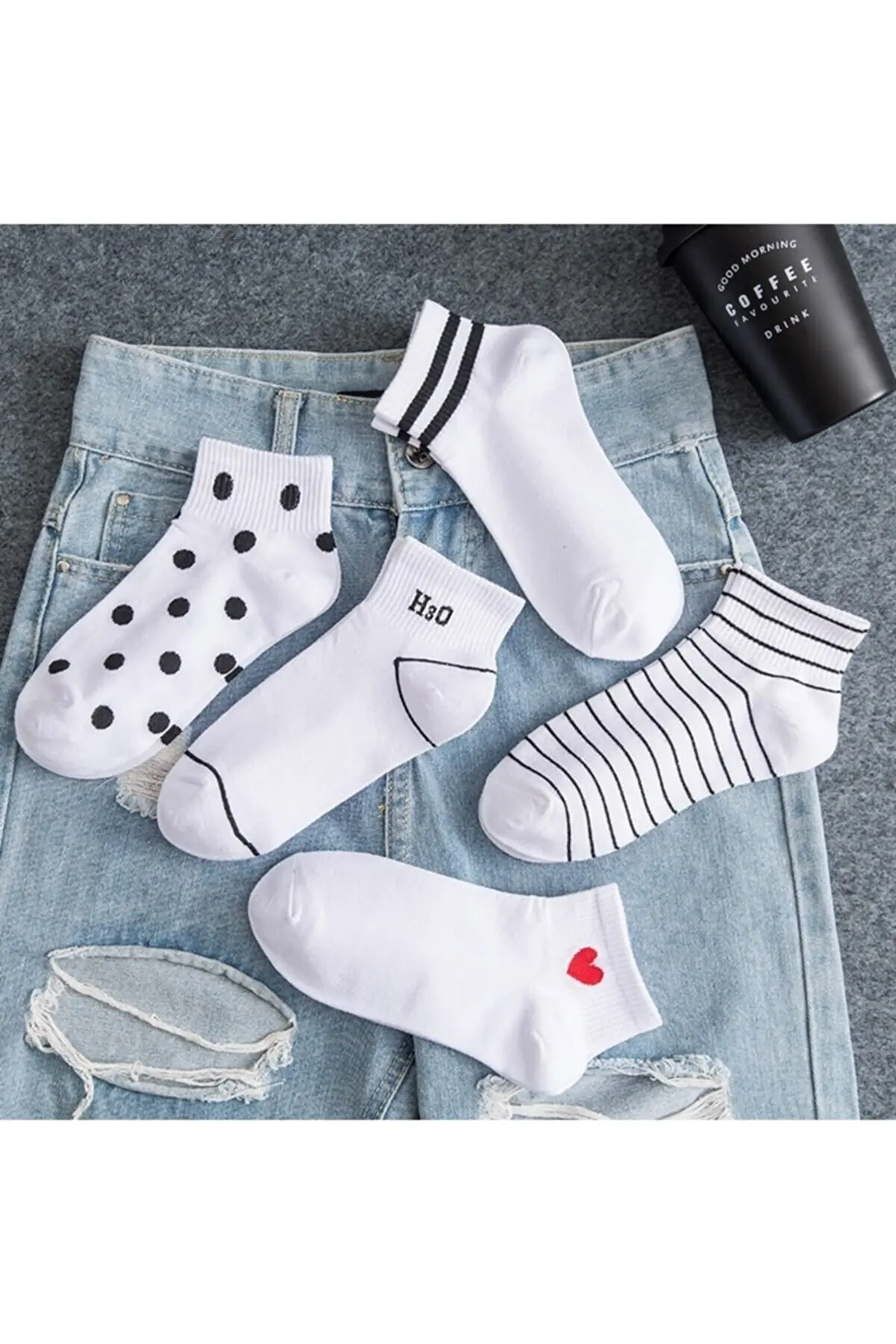 Women's Patterned Booties Socks 5 Pack