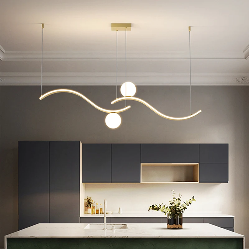 Креативная изогнутая подвесная люстра в скандинавском стиле для столовой кухни