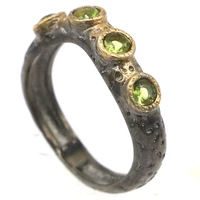 21x6mm neo gothic 3 8g green peridot red blood ruby for man street fashion jewelry black gold silver rings