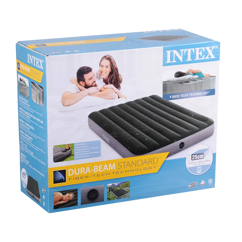 Кровать надувная (матрас) DOWNY BED (FIBER TECH) со встроенным ножным насосом. Разные