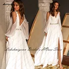 Lakshmigown пикантное белое шифоновое свадебное платье с длинным рукавом в стиле бохо платье с открытой спиной Повседневное платье 2022 Свадебные платья с рюшами и бисером