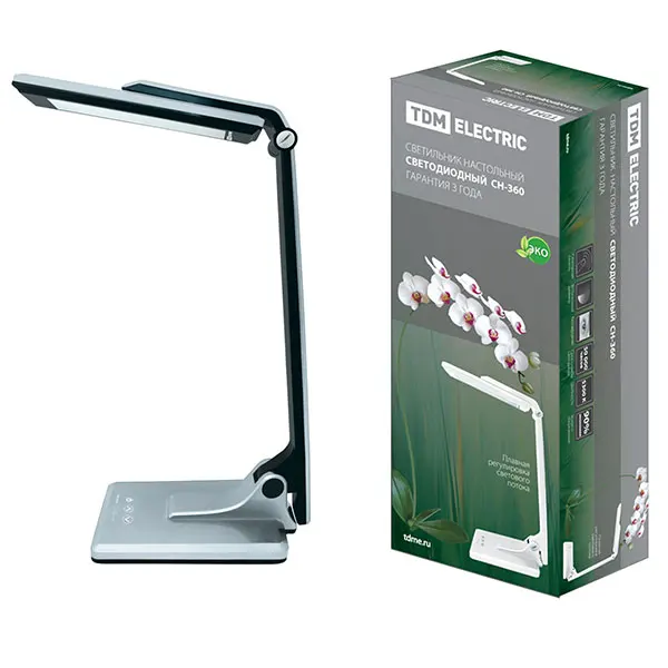 Lamp led table сн-360 220 V 10 W 5300 K folding sensor-dimmer switches Chrome TDM |
