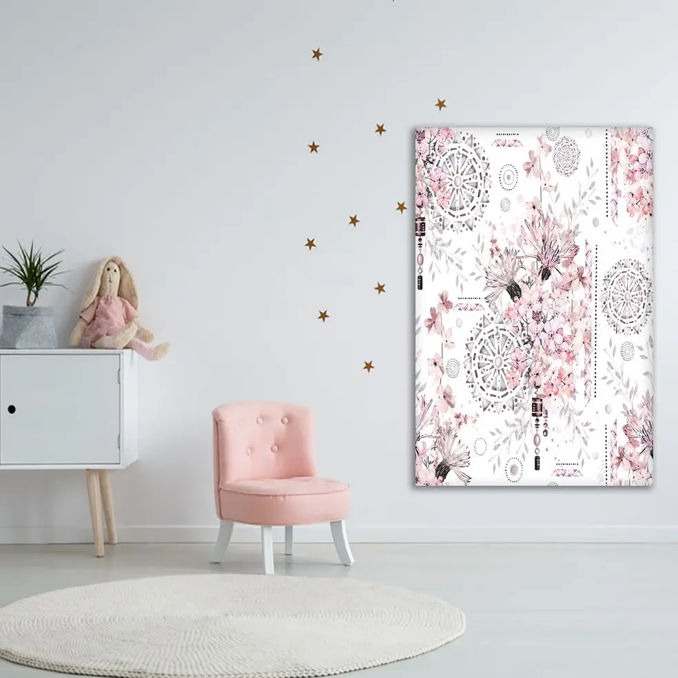 Гобелен Мандала геометрические узоры и летние цветочные орнаменты цветочный