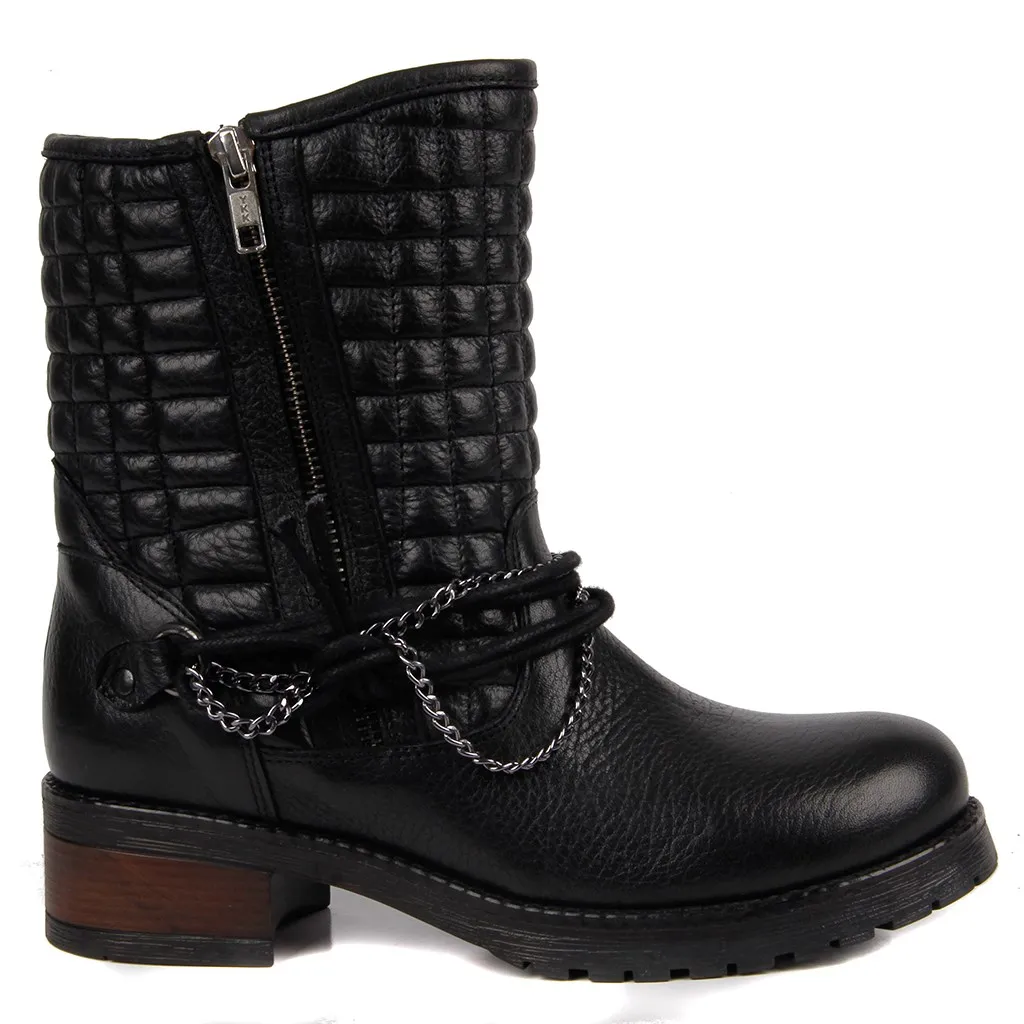 Saillakers-Tan/женские ботинки из натуральной кожи - Color: Black
